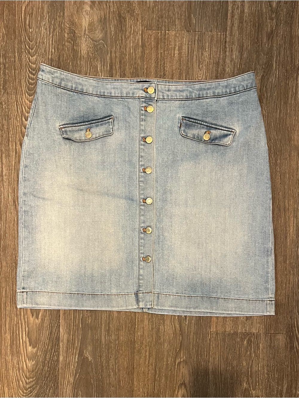 Talbots Light Wash Denim Button-Front Skirt